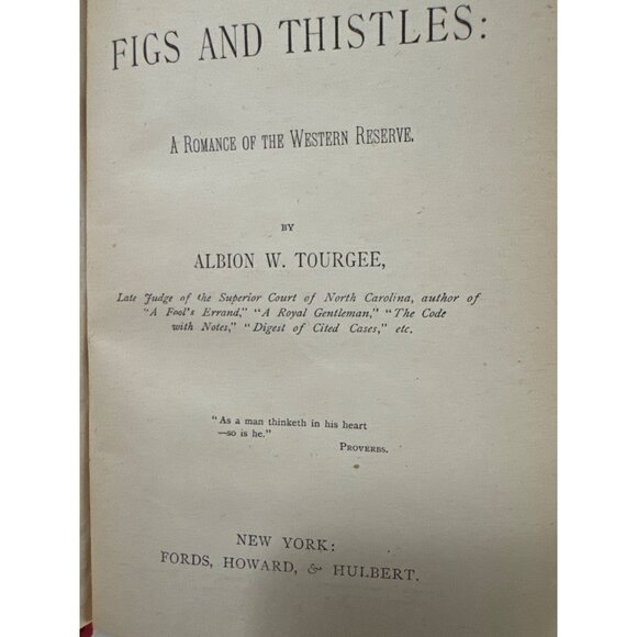 Antique 1879 Book Figs and Thistles Western Reserve Romance Albion Tourgee - Picture 5 of 13